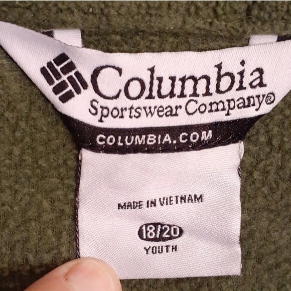 Columbia fleece jacket boys youth 18 20 large L xl khaki green black warm cozy - Picture 3 of 5